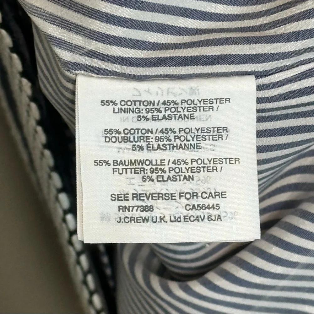 J Crew Sheath Dress Woven Striped Navy White Tweed Indigo Blue Bow Lined Sz 4P - Picture 9 of 11